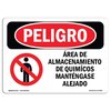 Signmission OSHA Danger, Chemical Storage Area Keep Out Spanish, 18in X 12in Rigid Plastic, OS-DS-P-1218-LS-1062 OS-DS-P-1218-LS-1062